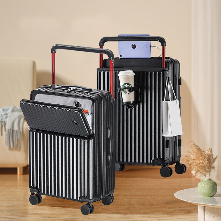 Unisex Multi-Compartment Rolling Hard-Shell Luggage with Integrated Charging Port Bowlift