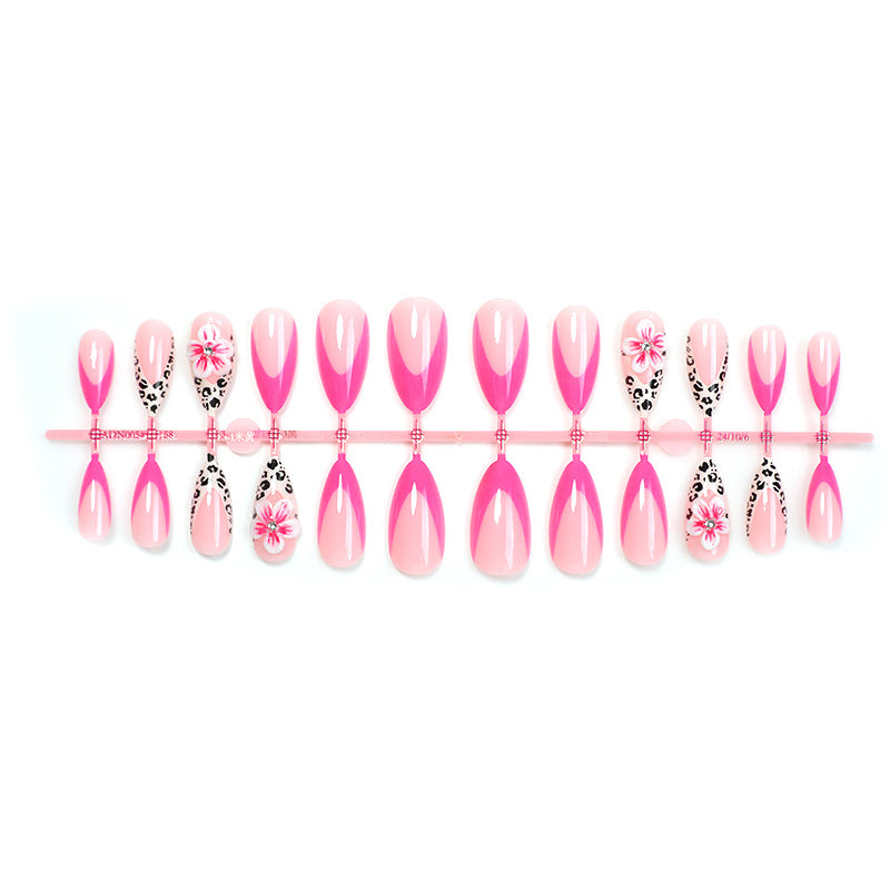 Floral and Leopard Print Press-On Nail Set Bowlift