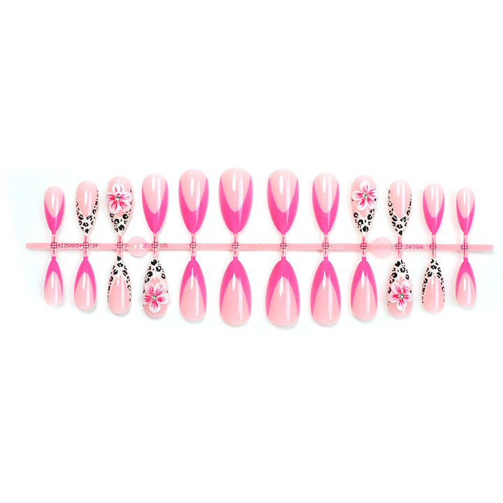 Floral and Leopard Print Press-On Nail Set Bowlift