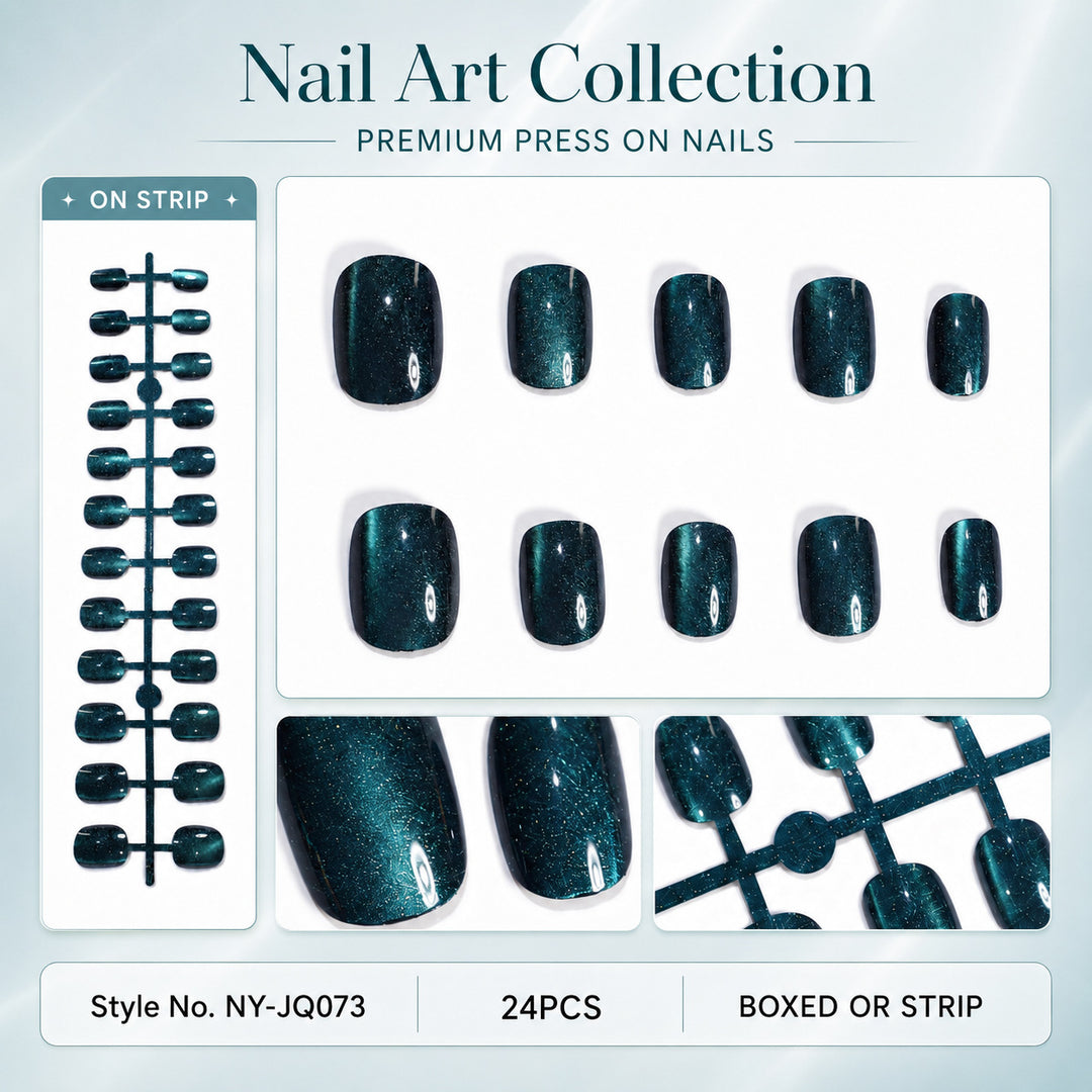 Premium Press-On Nails with Metallic Shine Bowlift