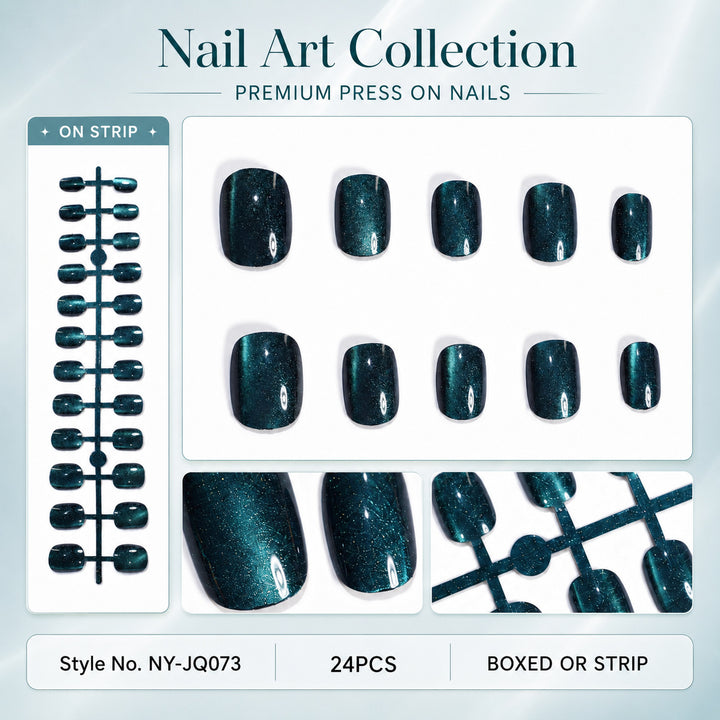 Premium Press-On Nails with Metallic Shine Bowlift