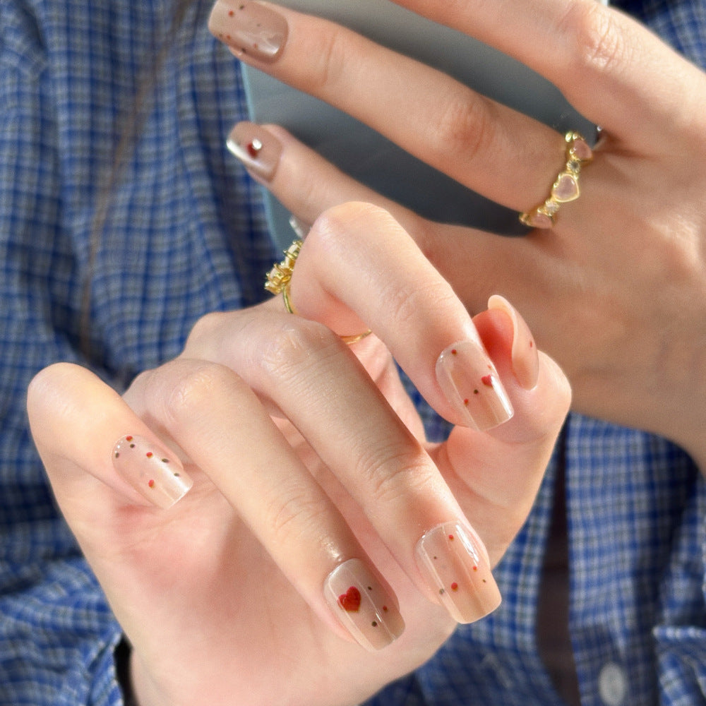 Artistic Press-On Nail Design Set with Floral and Gemstone Accents Bowlift