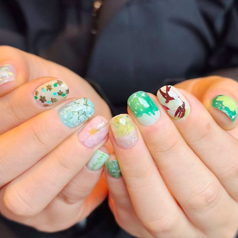 Artistic Cat-Themed Press-On Nail Art Set Bowlift