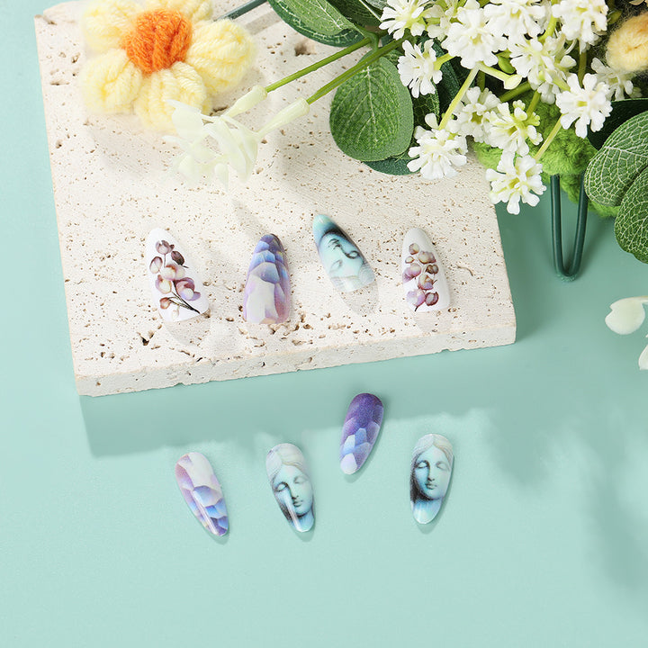 Artificial nails with botanical and artistic designs Bowlift