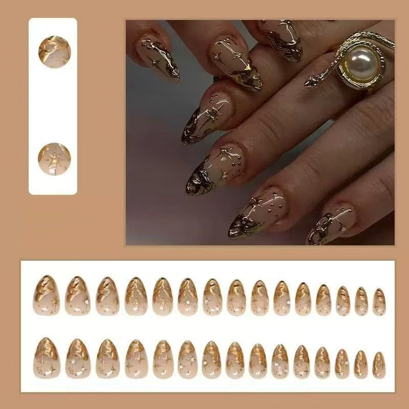 Glamorous artificial nails with starry sky design Bowlift