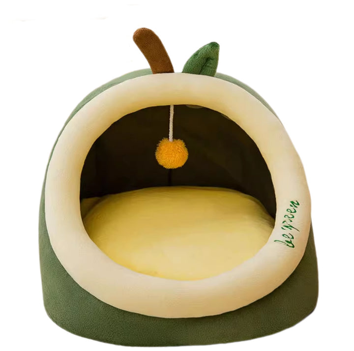 Apple-Shaped Cozy  Hideaway  Dog Bed