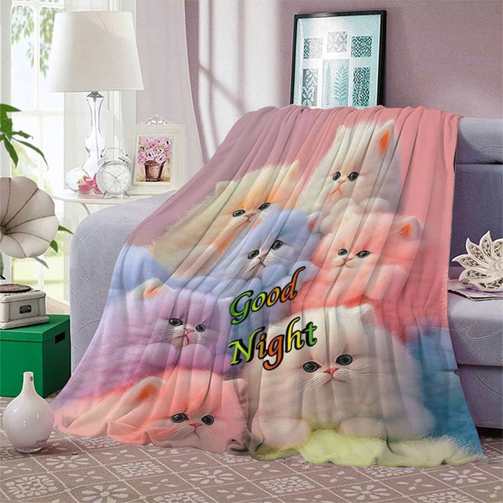 Plush Cat-Themed Fleece Blanket