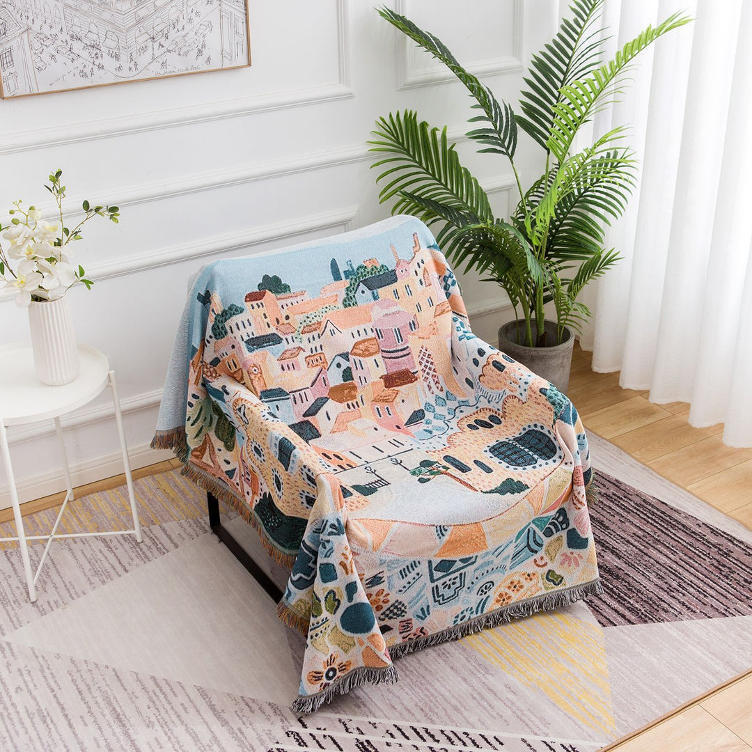 Decorative Landscape Woven Throw Blanket