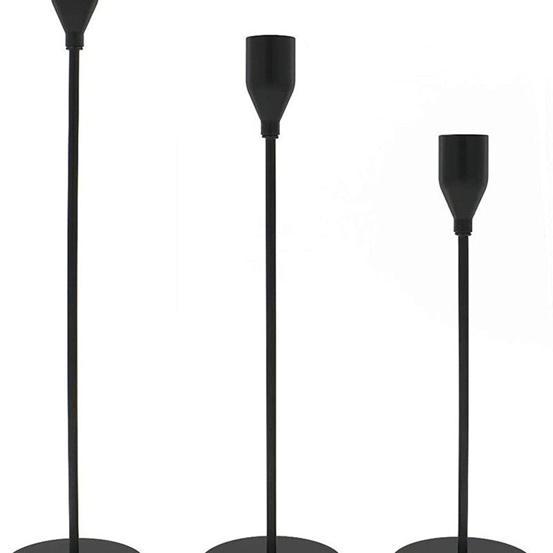 Modern Minimalist Taper Candle Holder Set with Polished Metal Finish Bowlift