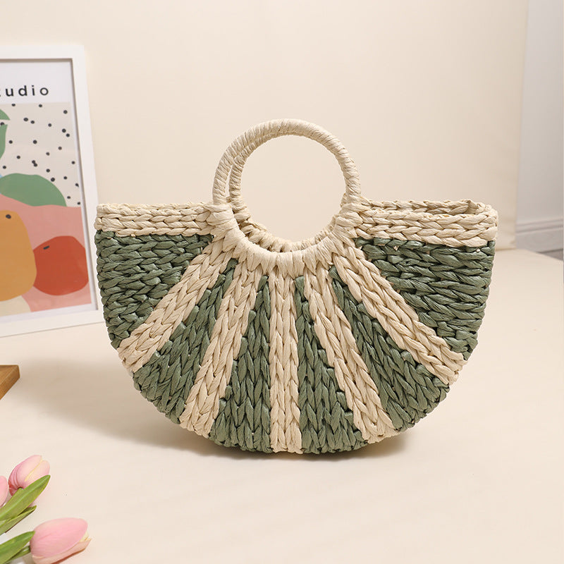 Handbag Made of Handwoven Bast with Base Structure Bowlift