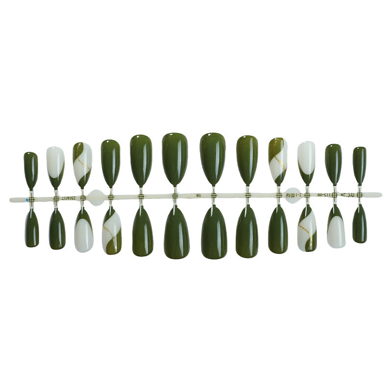 Artistic Press-On Nail Set with Elegant Geometric Design Bowlift