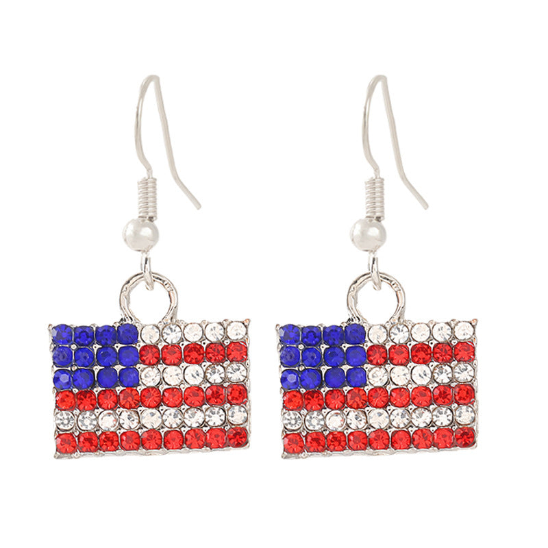 Women's nan patriotic horseshoe enamel dangle earrings with star-accented design and fishhook findings Bowlift