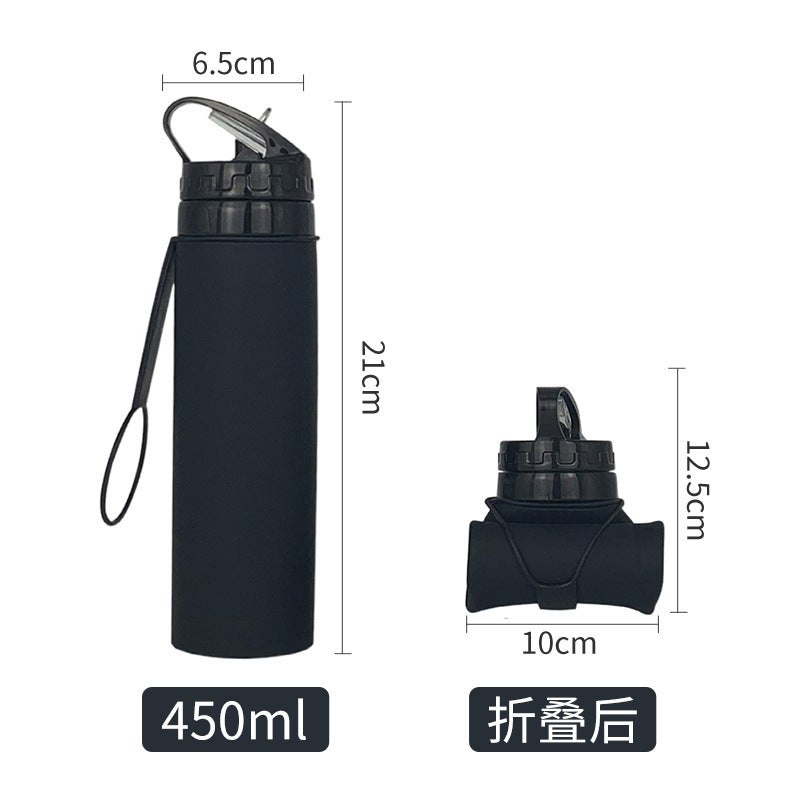 Women Foldable Sports Water Bottle with Integrated Straw Bowlift