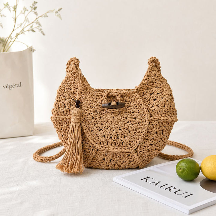 Hand-knotted shoulder bag with tassels Bowlift