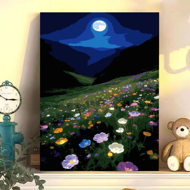 Nighttime Floral Landscape Canvas Art Bowlift