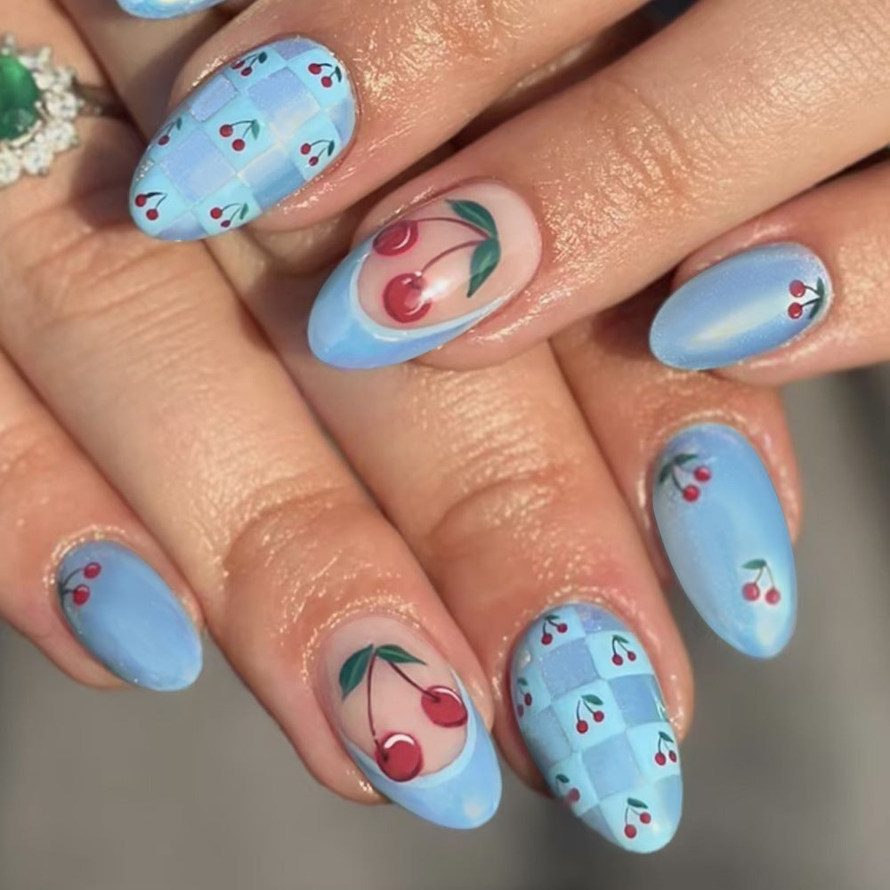 Cherry Blossom-Themed Press-On Nail Art Set Bowlift