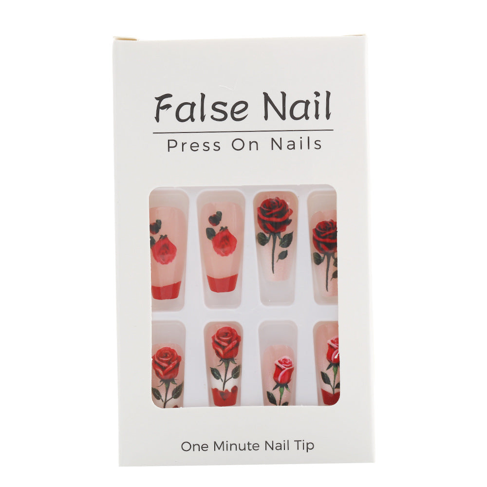Artificial nails with romantic rose design Bowlift