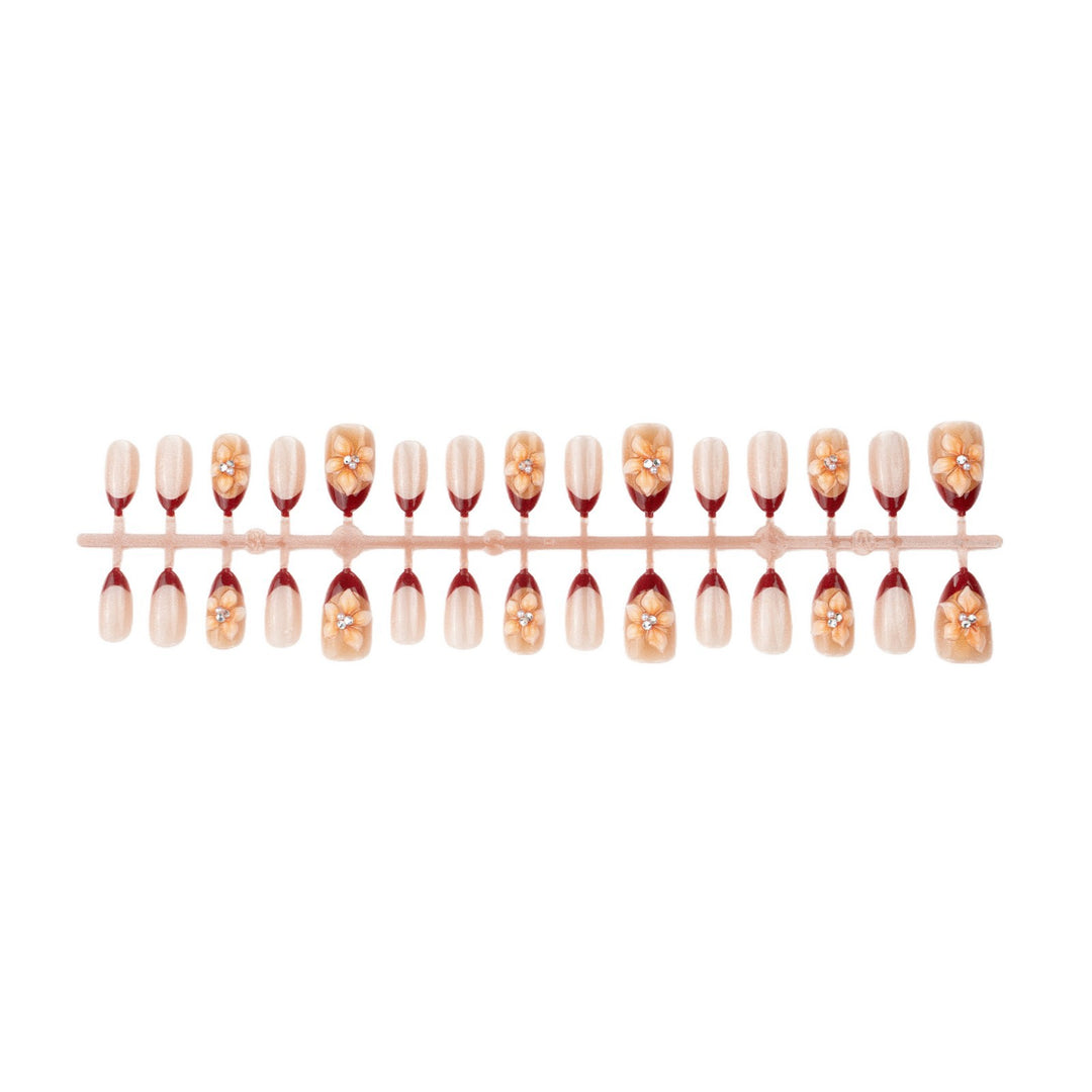 Premium Artificial Nails with Floral Accents Bowlift