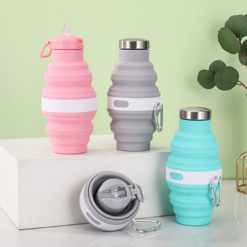 Women's collapsible silicone water bottle with carabiner Bowlift