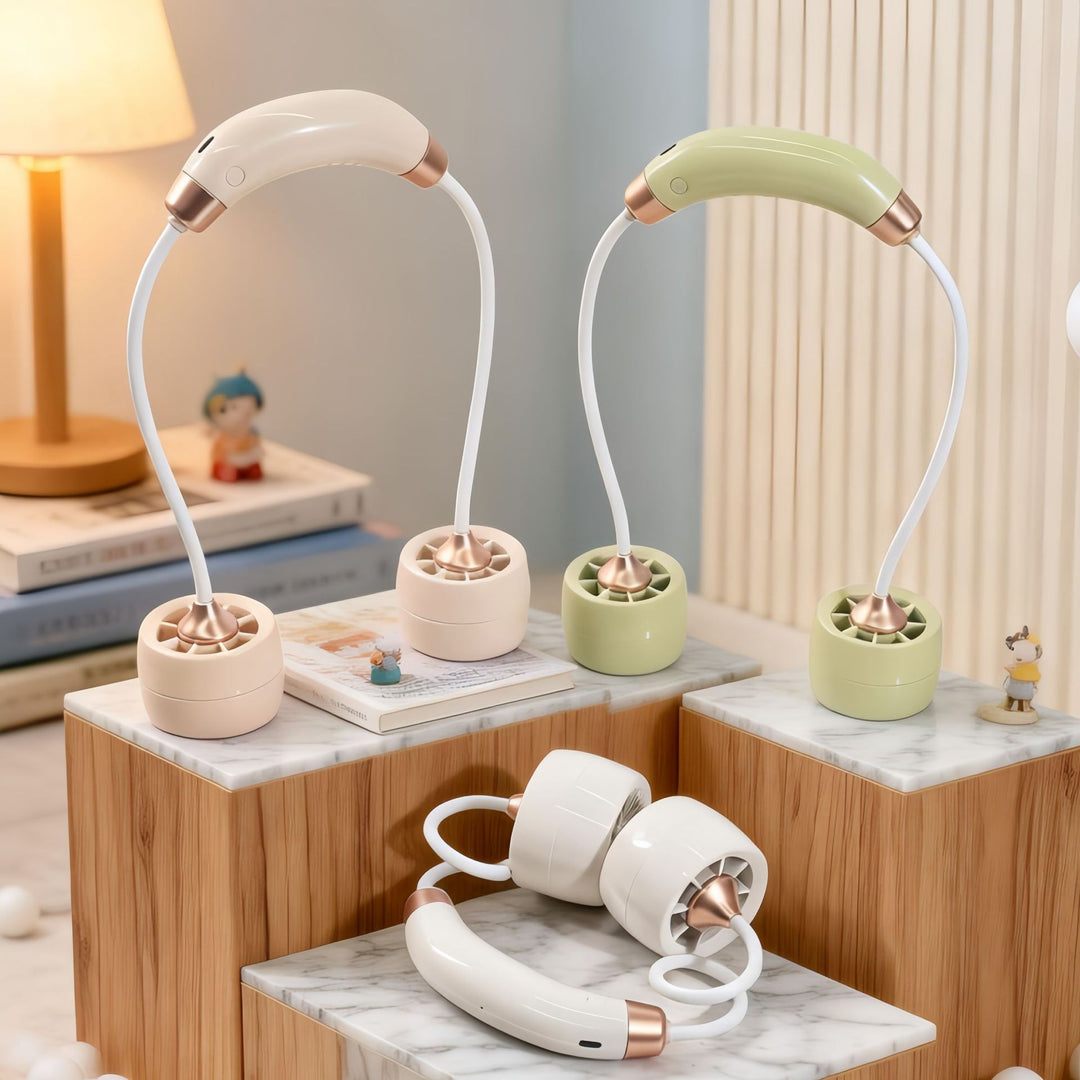 Women Portable Neck Fan with Flexible Design and Integrated USB Port Bowlift