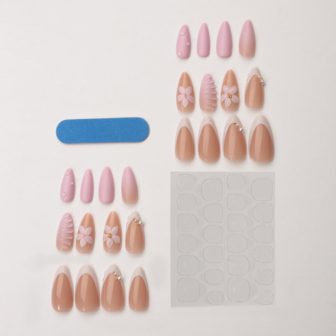 Creative nail art set with floral and shimmering design Bowlift