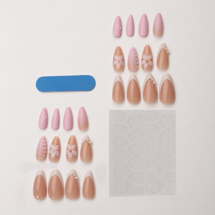 Creative nail art set with floral and shimmering design Bowlift