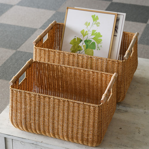 Large Handwoven Storage Basket with Ergonomic Handles Bowlift