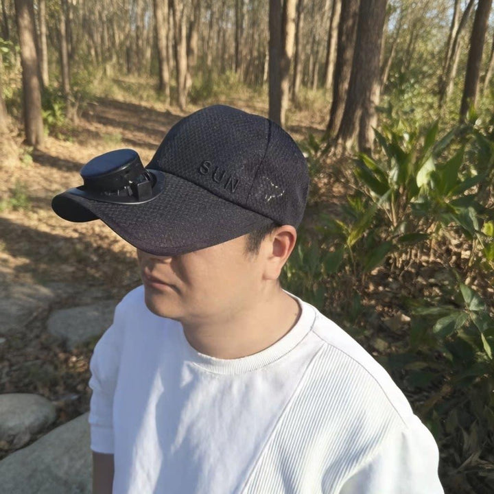 Sun Cap with removable solar fan, breathable mesh and adjustable umbrella Bowlift