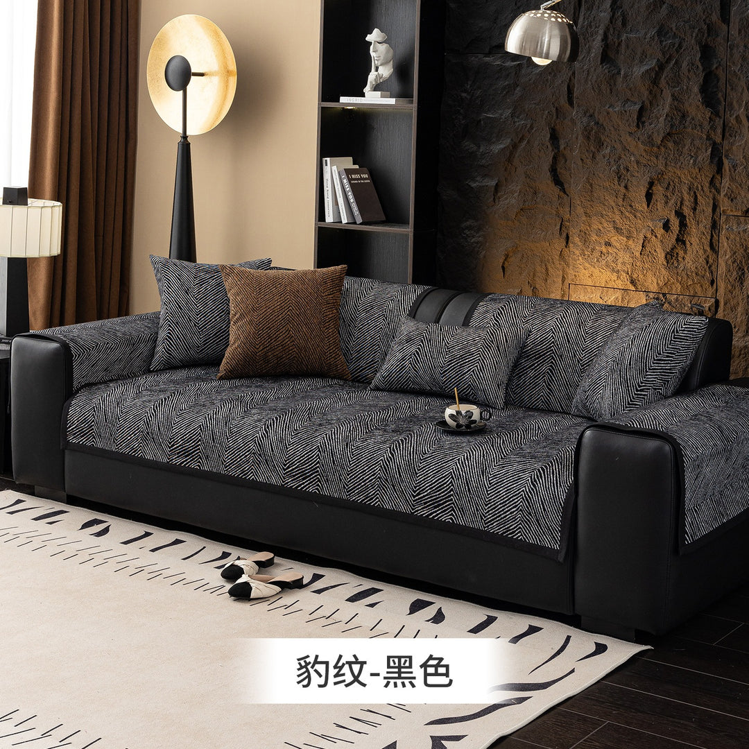 Modern Stretch Sofa Slipcover Set with Herringbone Chevron Texture Bowlift