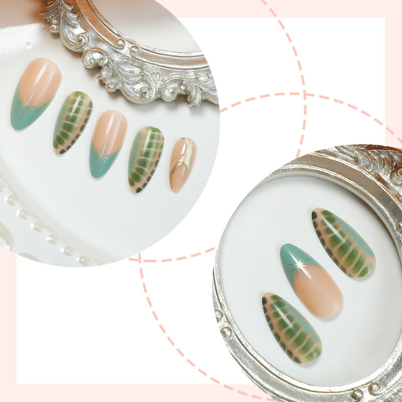 Artistic Press-On Nail Set with Unique Abstract Patterns Bowlift