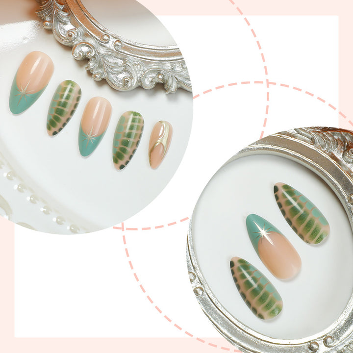 Artistic Press-On Nail Set with Unique Abstract Patterns Bowlift