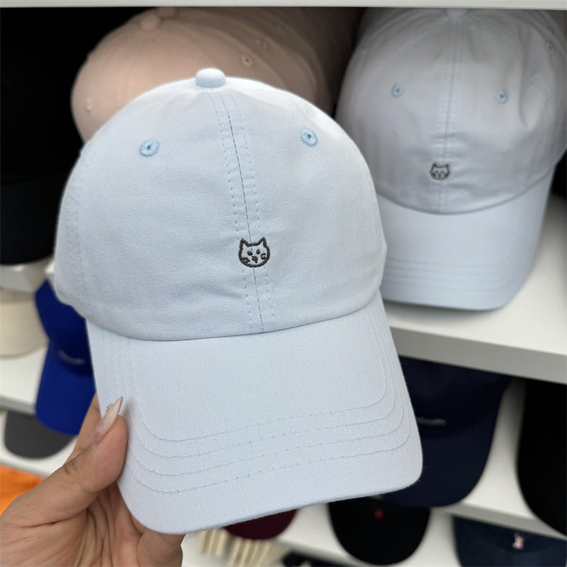 Women's Cat-Embroidered Cotton Baseball Cap Bowlift