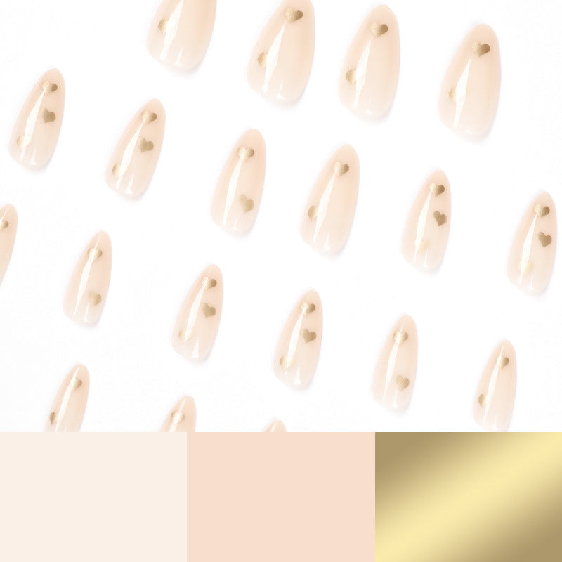 Artful Nail Art with Golden Heart Accents Bowlift