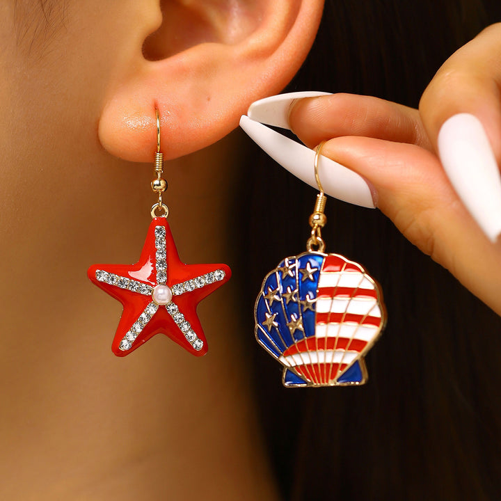 Women's nan patriotic novelty dangle hook earrings with laser-printed wooden fireworks charm Bowlift