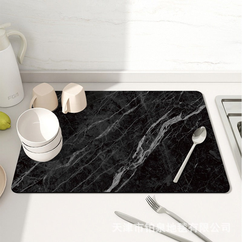 Stylish Marble-Effect Kitchen Mat Bowlift