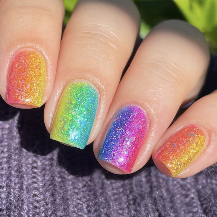 Sparkling Gradient Glitter Nail Art Extensions Bowlift
