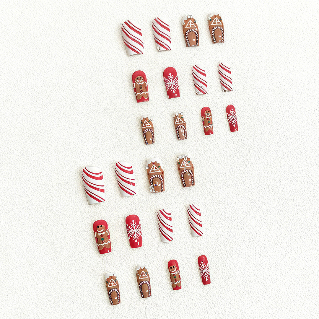 Acrylic nail set for the winter season with original Christmas motifs Bowlift