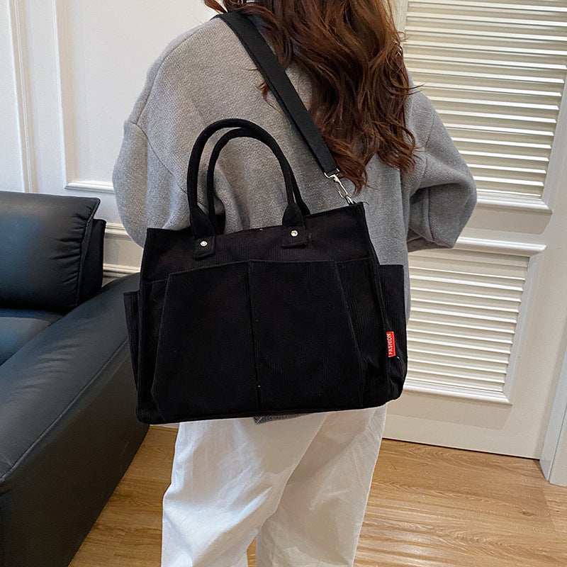 Corduroy Multi-Pocket Tote Bag Bowlift