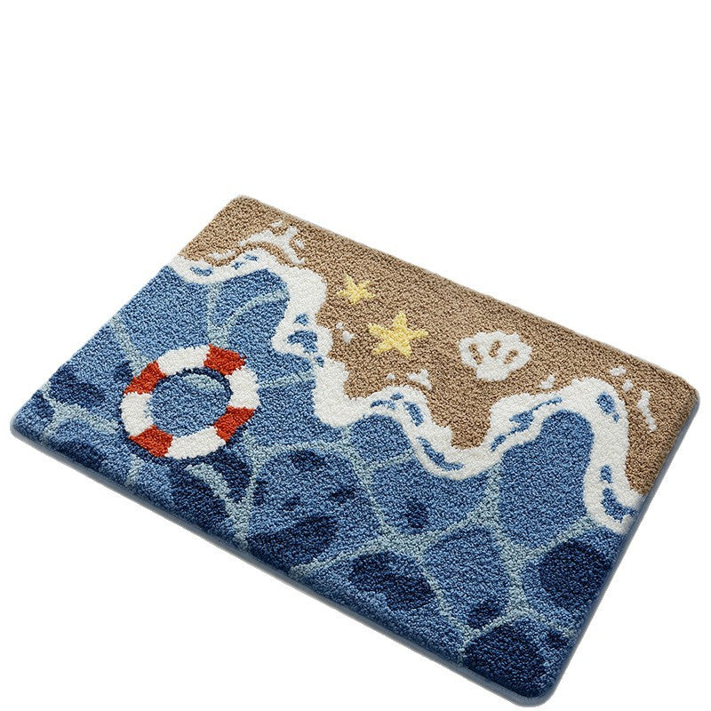 Coastal Beach-Themed Bath Mat Bowlift