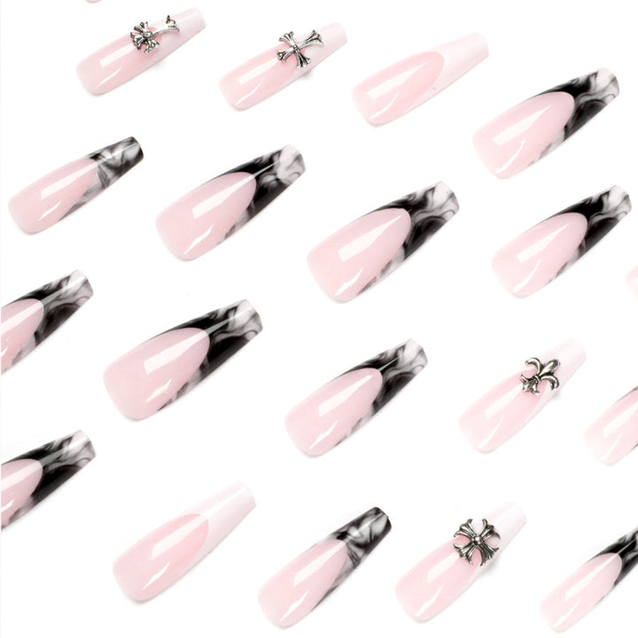 Exquisite artificial nails with textured designs and jewelry accents Bowlift