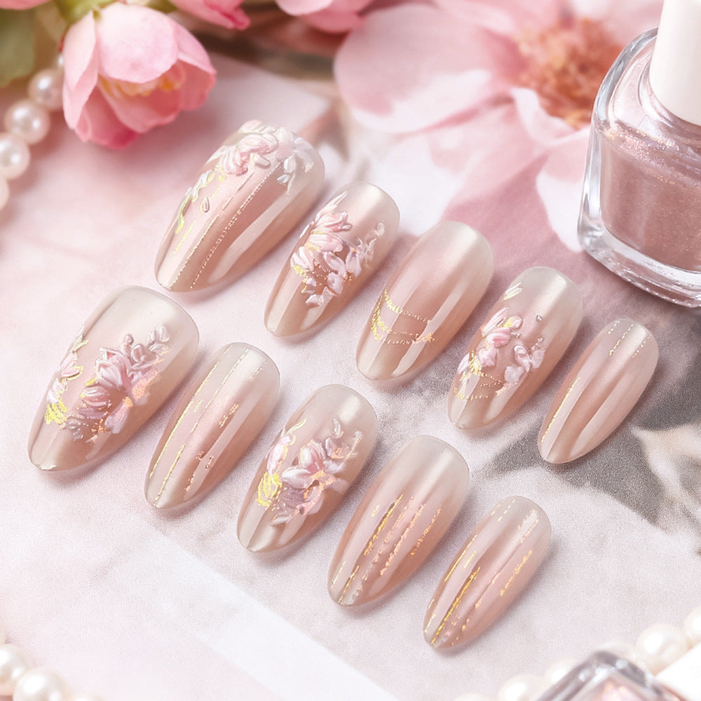 Floral Embellished Press-On Nails Bowlift