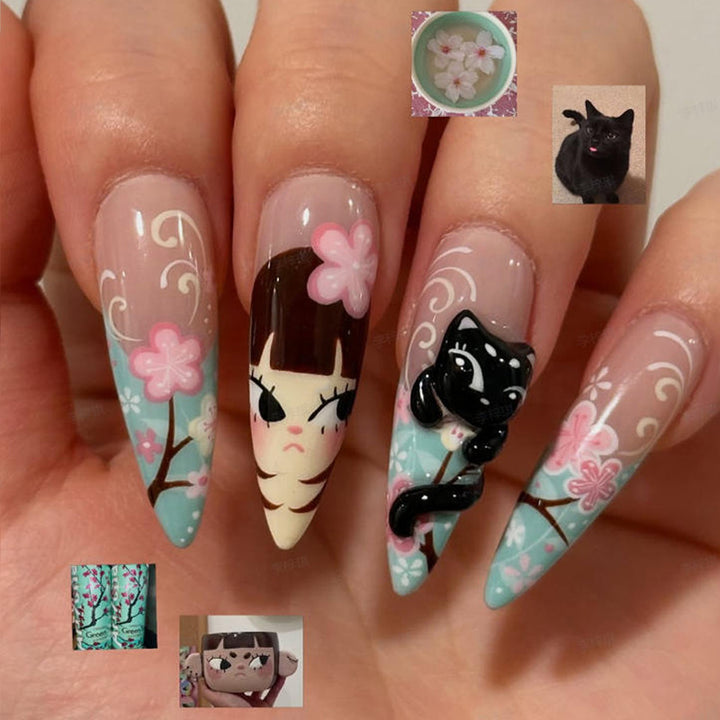 Artistic Press-On Nail Art Design Set Bowlift
