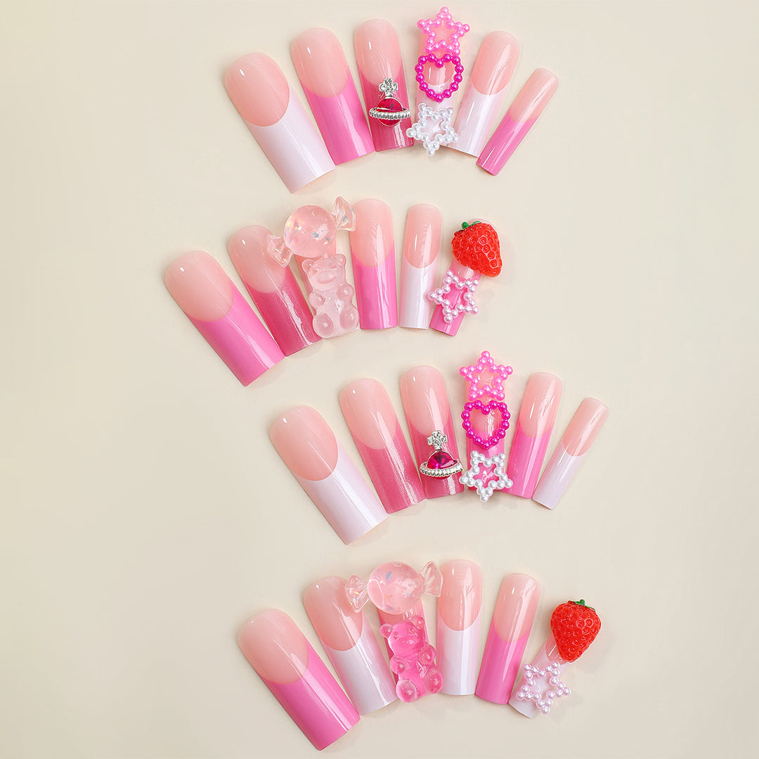 Decorative False Nail Art Set with 3D Embellishments Bowlift