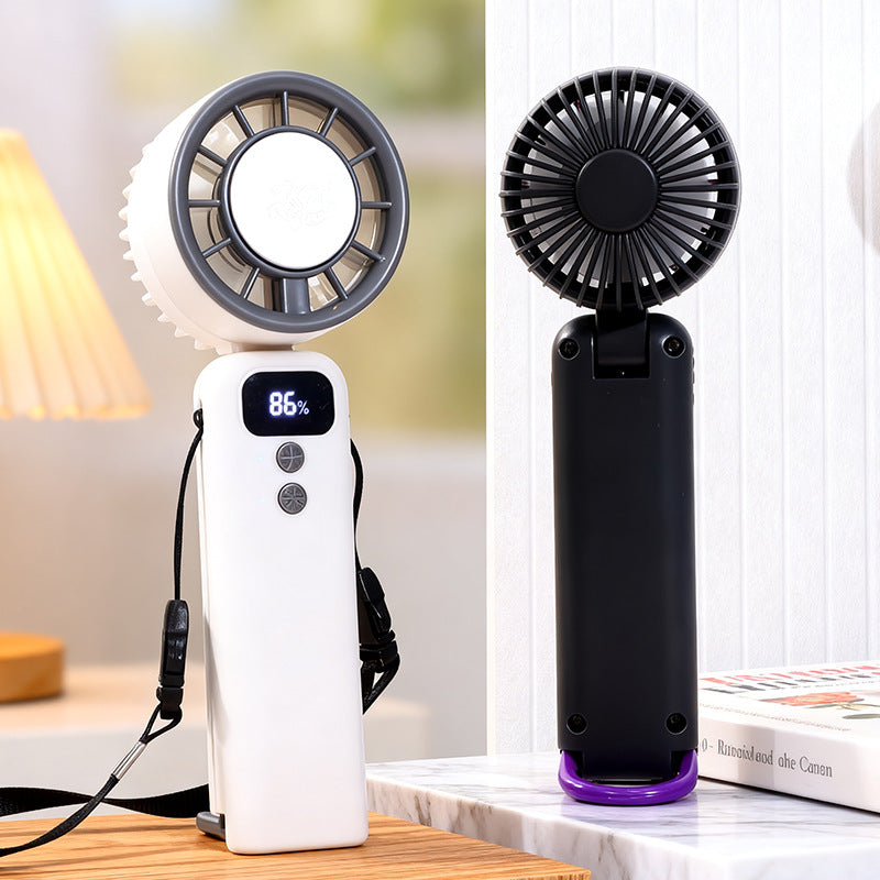 Women's Portable USB Hand Fan with Digital Control Display Bowlift