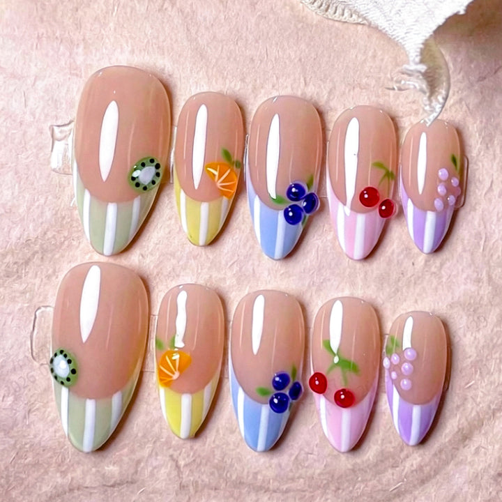 Decorative Fruit-Themed Press-On Nails Bowlift