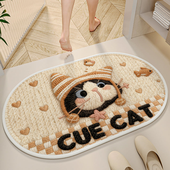 Decorative Cat-Themed Bath Mat Bowlift