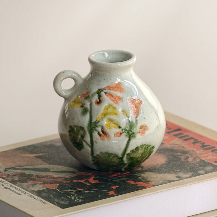 Decorative Floral Ceramic Pitcher