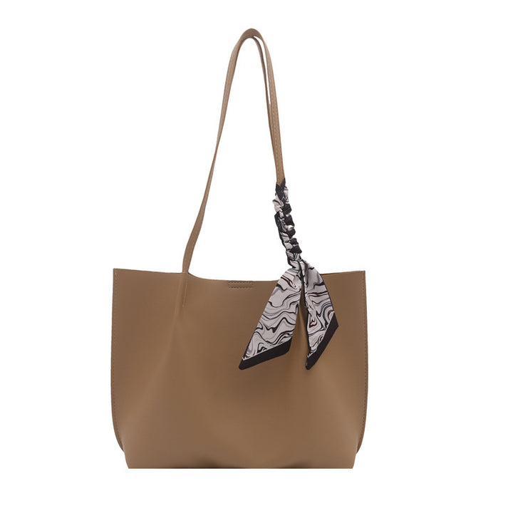 Minimalist Tote Handbag with Decorative Scarf