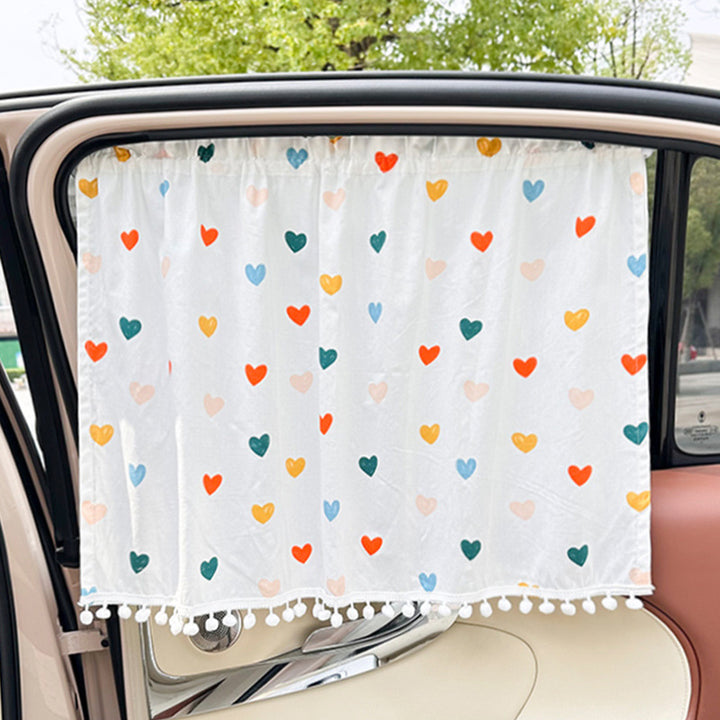 Unisex nan sun protection car curtain with elastic fastening strap and opaque cotton blend Bowlift