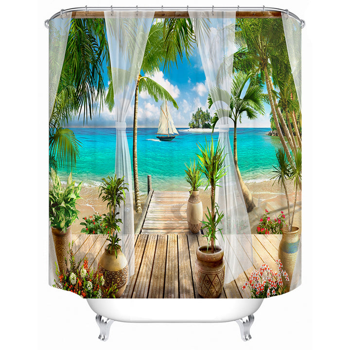 Tropical Oasis Shower Curtain Bowlift